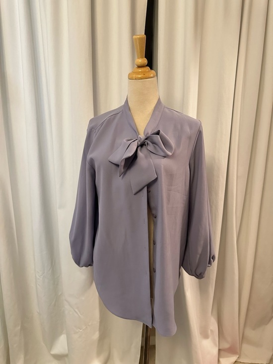 Tops - Elegant Lavender Bow-Tie Blouse - Women's Top